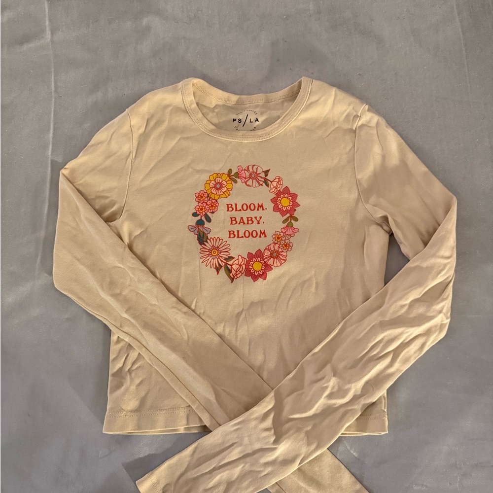 PacSun Cream Floral Graphic Long Sleeve Tee